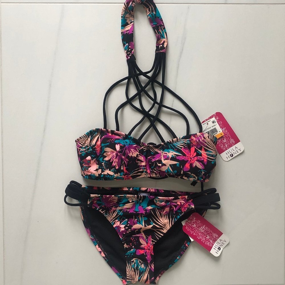 NWT Hula Honey Floral Print Two Piece Bikini Size S - Picture 4 of 6